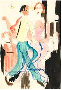 Ernst Ludwig Kirchner Dancing couple - Watercolour and ink over pencil oil painting